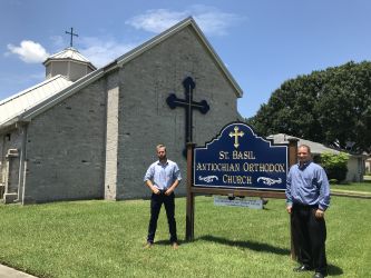 AMEN President Michael Baclig and AMEN Secretary Bryce Kirk visiting St. Basil Orthodox Church in Metairie, LA.